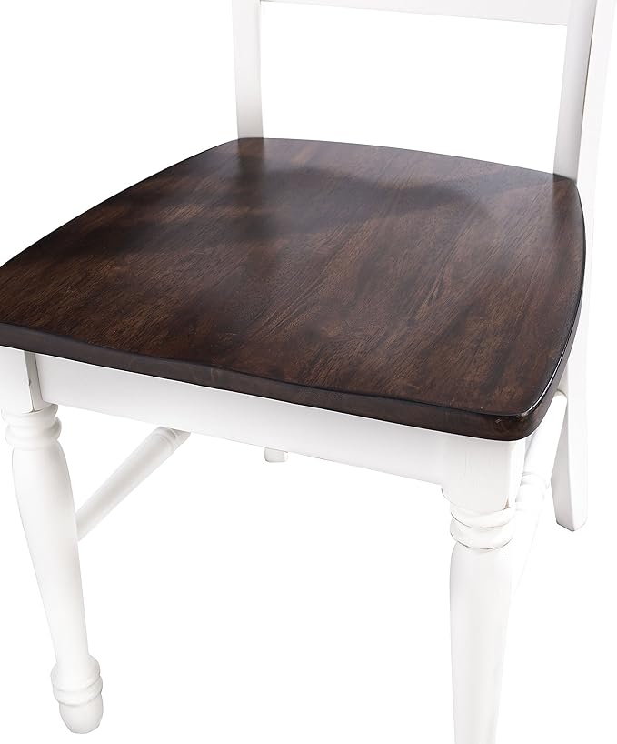 Crosley Furniture Shelby 6-Piece Traditional Dining Table Set for 7 with 4 Chairs and a Wood Bench, Distressed White