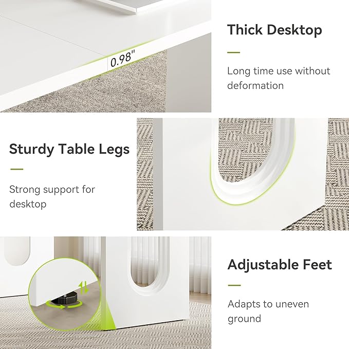 LITTLE TREE 70.8-Inch Home Office Desk, White Computer Desk with Storage, Study Writing Work Desk for Home Office, Spacious Modern Simple Desk,White