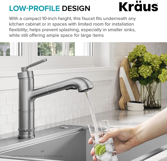 KRAUS Allyn Pull-Out Single Handle Kitchen Faucet in Spot-Free Stainless Steel, KPF-4103SFS