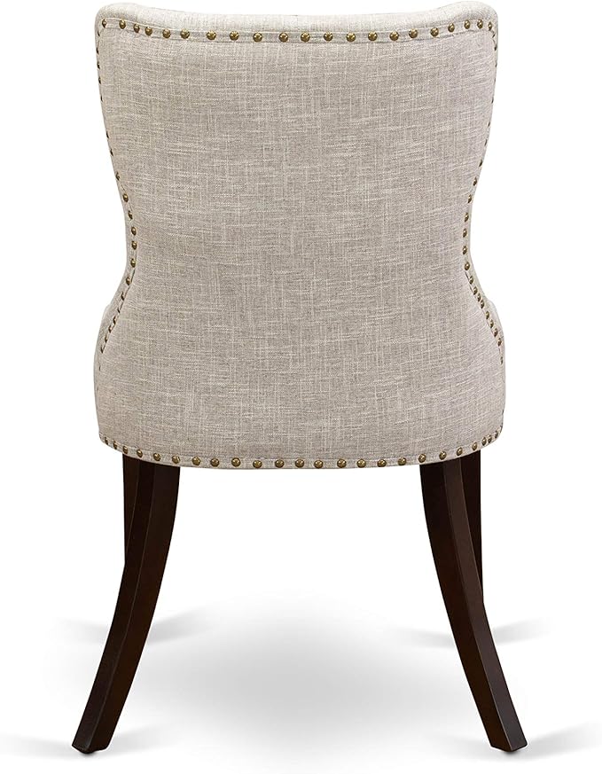 East West Furniture OXSI5-MAH-35 5 Piece Kitchen Table & Chairs Set Includes a Square Dining Room Table and 4 Doeskin Linen Fabric Parson Dining Chairs, 36x36 Inch, Mahogany