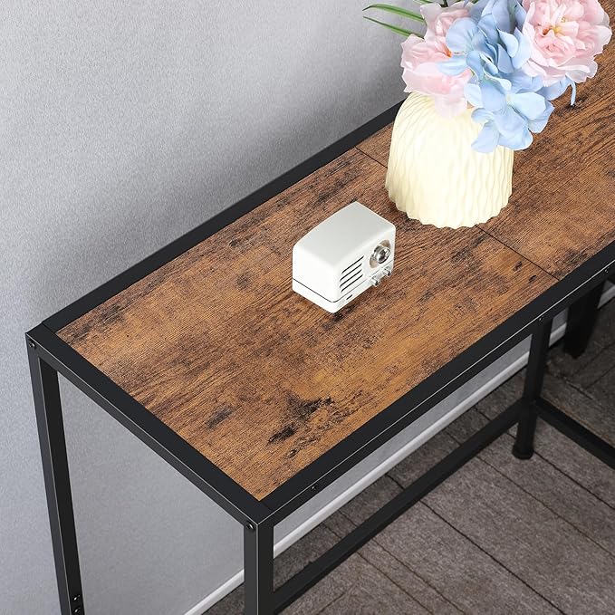 Small Entryway Console Table - Industrial Narrow Behind Couch Sofa Table, Skinny Entrance for Hallway, Wood Thin for Living Room, Foyer, Corridor (Brown)