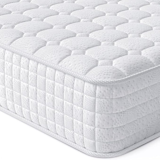 Vesgantti 8 Inch Multilayer Hybrid Twin XL Mattress - Multiple Sizes & Styles Available, Ergonomic Design with Memory Foam and Pocket Spring, Medium Firm Feel, White