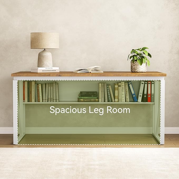 LITTLE TREE 63-Inch Office Desk with 31.5-Inch Lateral File Cabinet, Study Writing Desk Computer Desk for Home Office