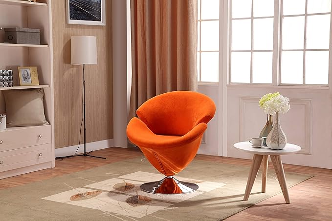 Manhattan Comfort Tulip Swivel Accent Chair Set of 5 with 360° Turn, Modern Flower Inspired Design, Soft Velvet Upholstery, Polished Chrome Base, No Assembly Required, 300 Lbs Capacity, Multi Color