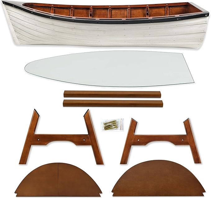 SAILINGSTORY Wooden Boat Coffee Table Boat Bookshelf Coastal Coffee Table Nautical Bookcase Lake House Decor Beach House Decor