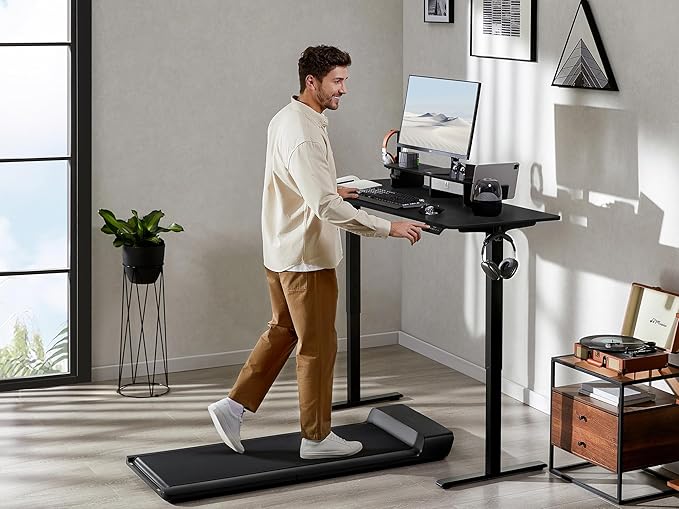 48x24 Inches Electric Standing Desk With Drawer and Monitor Stand, Height Adjustable for Home Office, Ergonomic Sit to Stand With Phone Holder, 3 Hooks, Black