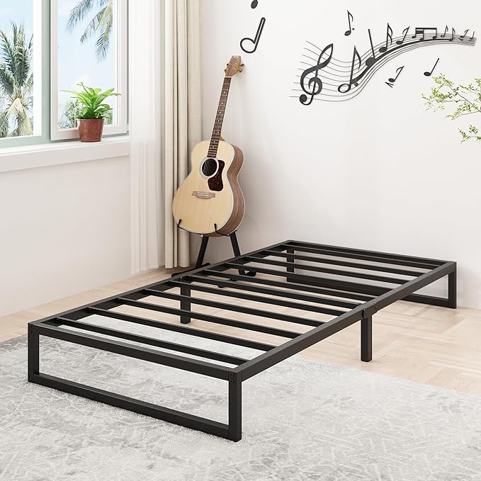 8 Inch Twin Bed Frames Heavy Duty Metal Twin Platform Bed Frame No Box Spring Needed, Noise Free, Easy Assembly, Black