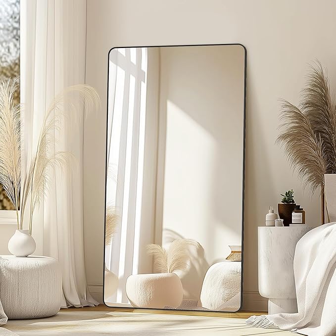Delma Bathroom Vanity Mirror, Black Framed Bathroom Mirror for Over Sink, High-Definition Bathroom Mirror, Versatile Bathroom Vanity Mirror, Hangs Horizontally or Vertically(55x30, Black)