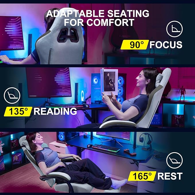 GTPLAYER Gaming Chair, Computer Office Chair with Pocket Spring Cushion, Linkage Armrests and Footrest, High Back Ergonomic Computer Chair with Lumbar Support Task Chair with Footrest