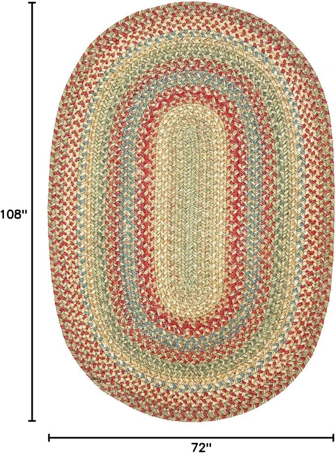 Homespice Azalea Multicolor Oval Braided Rug, Jute, 6x9' - Perfect Country Primitive Decor for Bedroom, Living Room, Everywhere