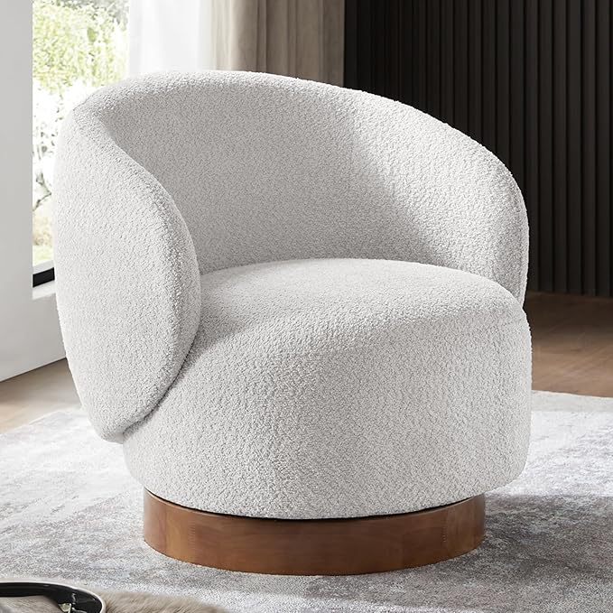 Swivel Accent Chair Round Barrel Armchair Upholstered Performance Fabric for Living Room Bedroom Waitingroom,2 Box,Light Grey