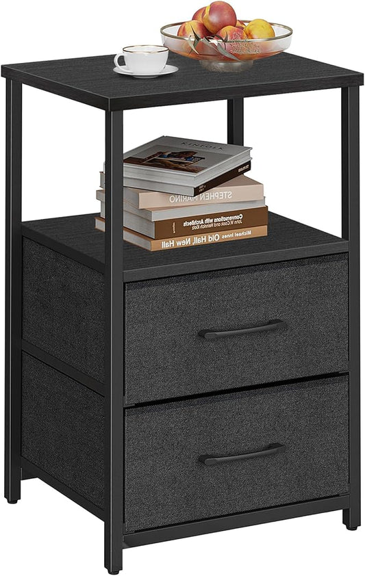 TUTOTAK End Table, Night Stand, Side Table, Nightstand with Cloth Drawer, Bedside Table for Livingroom, Bed Room, Black TB01BK087