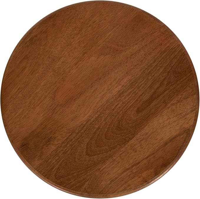 Kate and Laurel Engles Modern Adjustable-Height Pedestal Drink Table; 10 x 10 x 30; Walnut Brown and Brass; Mid-Century Round Indoor Metal Plant Stand with Solid Wood Tabletop