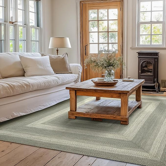 Grey Cloud Jute Braided Area Rug, 4x6' Rectangle, Grey, Warm Farmhouse Decor, Perfect for Kitchens and Large Entryways - Durable, Reversible and Easy to Clean