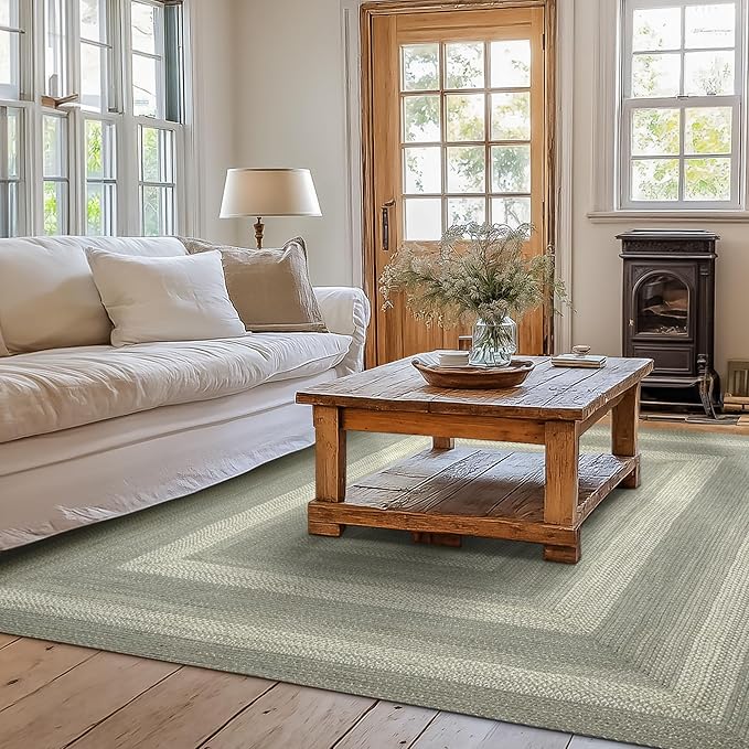 Grey Cloud Jute Braided Area Rug, 6x9' Rectangle - Grey, Warm Farmhouse Country Decor, Perfect for Living Rooms, Bedrooms and Dining Rooms - Pet Friendly and Easy to Clean