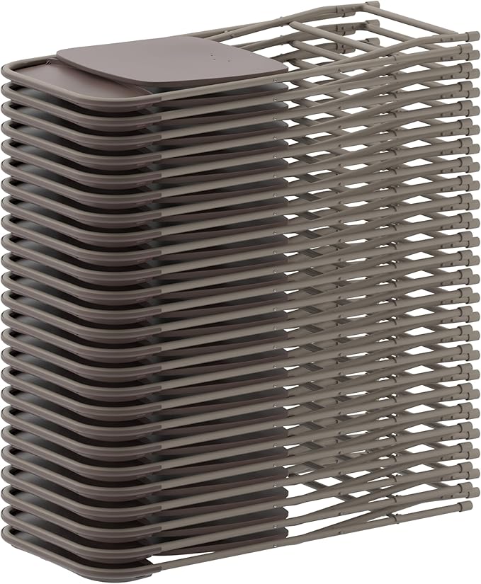 Flash Furniture Hercules Series Plastic Folding Chair - Brown - 4 Pack 650LB Weight Capacity Comfortable Event Chair-Lightweight Folding Chair