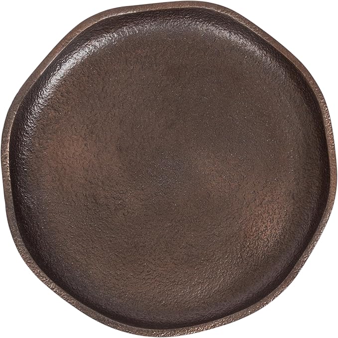 Kate and Laurel Alessia Modern Decorative Metal Drink Table, 8 x 8 x 22, Bronze, Round Cast Aluminum Pedestal Plant Stand with Rough Texture and Deckled Edge