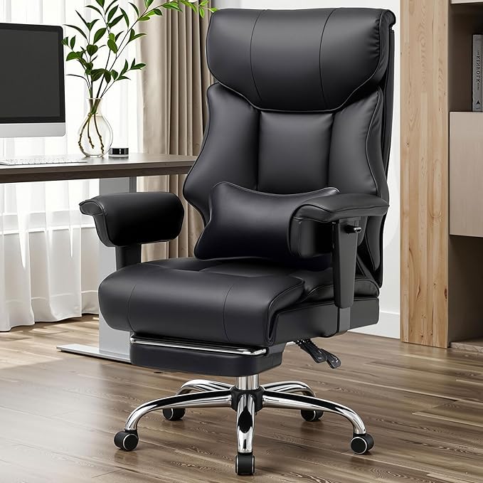 GTRACING Big and Tall Gaming Chair 400lbs Heavy Duty Office Chair with Foot Rest & Ergonomic Pocket Spring Cushion, High Back Lumbar Support for Lower Back Pain Relief, Ergo Black