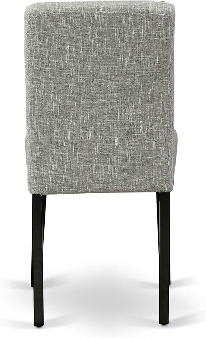 East West Furniture LGAB7-BLK-06 7 Piece Dining Room Table Set Consist of a Rectangle Wooden Table with Butterfly Leaf and 6 Shitake Linen Fabric Upholstered Chairs, 42x84 Inch, Black