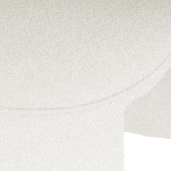 HomePop Quinn Modern Ottoman Home Décor|Ottoman for Living Room & Bedroom - Cream White Boucle