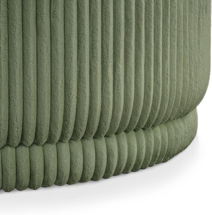 Furniture of America Lennox Modern Chenille 29-inch Round Storage Ottoman with Flip Top, Upholstered Footstool, Circle Coffee Table for Living Room, Bedroom, Entryway, Green