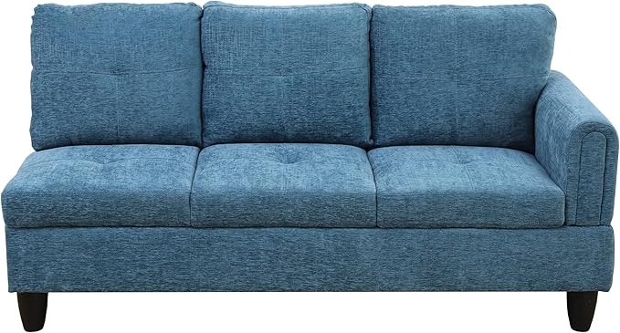 NicBex Sectional Couch 3 Pieces Sofa Set with Right Chaise Flannel L Shaped Cloud Couch for Living Room Furniture Sets with Storage Ottoman, Modular Sofa for Living Room & Apartment, Dark Blue