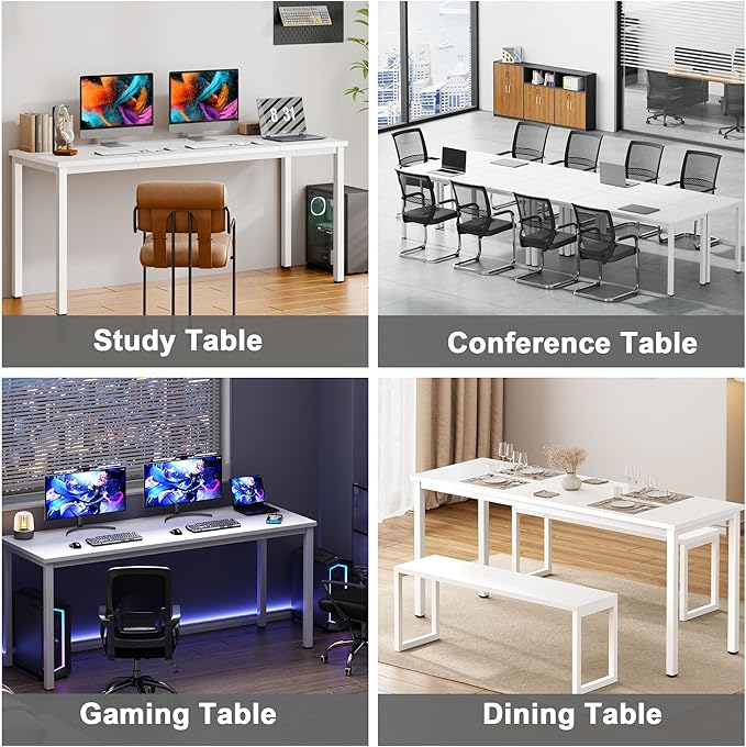 Need Large Computer Desk 70.8 x 23.6 inches Conference Table Large Office Desk Writing Table Workstation for Home Office,White 10FJGSAC3-180WW-60-ND