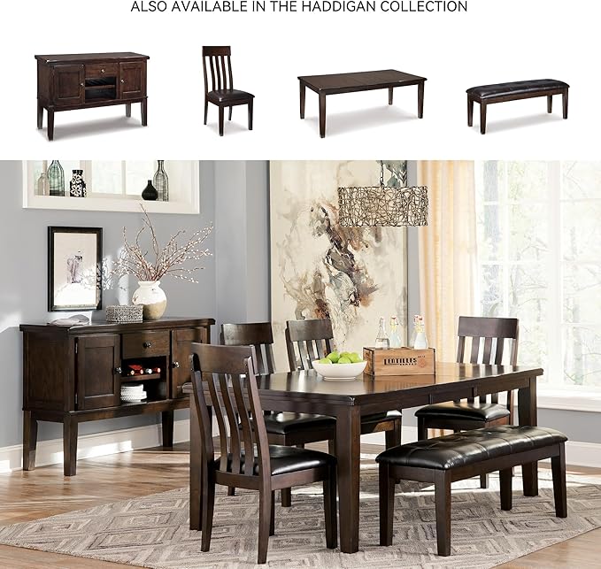 Signature Design by Ashley Haddigan Traditional Upholstered Dining Room Bench, Dark Brown