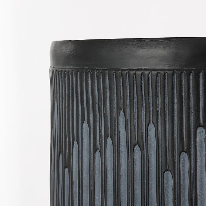 JONATHAN Y TBL1103C Kline 17.5" Mid-Century Modern Brutalist Indoor/Outdoor Accent Table Art Deco, Minimalist, Contemporary, Patio, Garden, Bathroom, Living Room, Wash Black