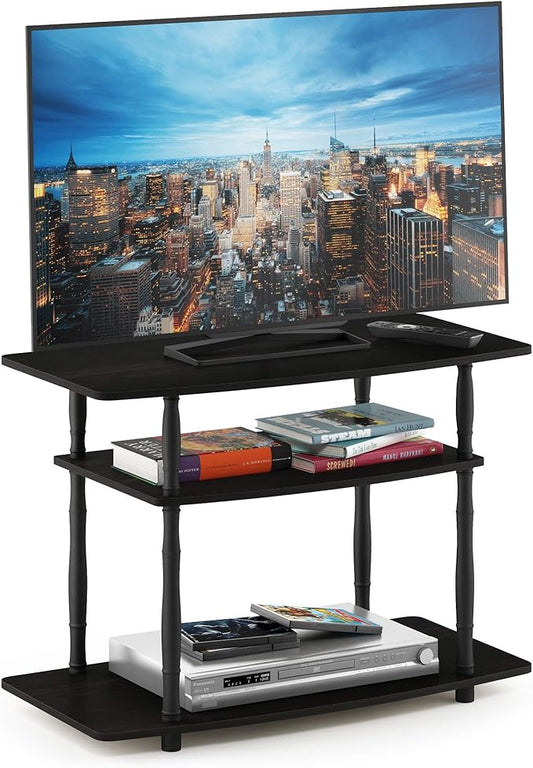 Furinno Turn-N-Tube No Tools 3-Tier Entertainment Center TV Stand for TV up to 32 Inch, Plastic Classic Tubes, Espresso/Black