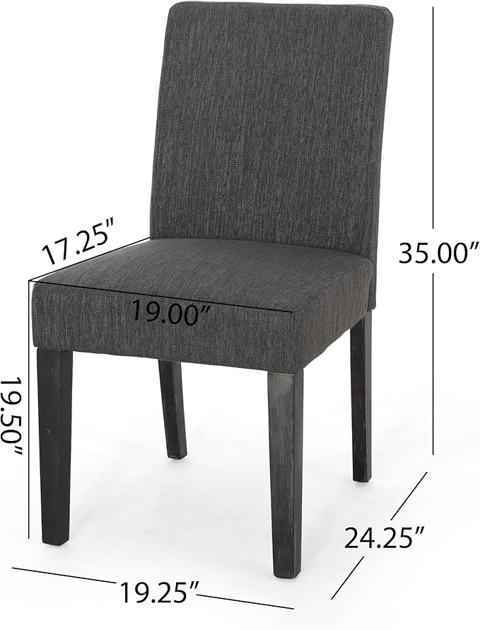 Christopher Knight Home Kuna Contemporary Upholstered Dining Chair (Set of 2), Charcoal + Gray