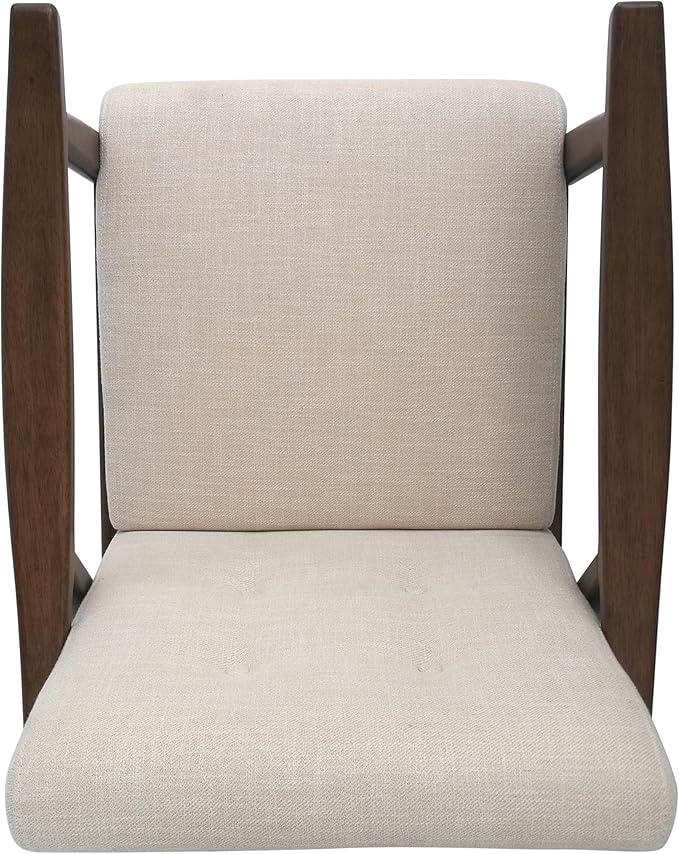 Ball & Cast Accent Chair Wide Armrest Mid-Century Lounge Living Room Chairs with Button Tufting,Wood Frame Seating Furniture for Bedroom,Apartment,Beige