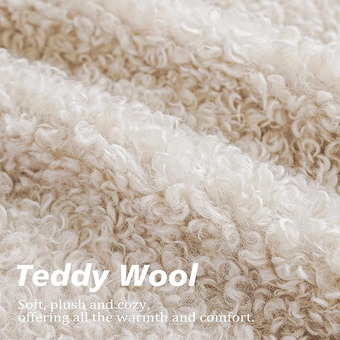 Foindtower 2 Pieces 24x24 Inch Neutral Cream, Faux Fur Throw Pillow Cover Accent Sherpa Pillow Fuzzy Soft Pillowcases Sheepskin Decorative Fleece Cushion Case for Bed Couch Living Room