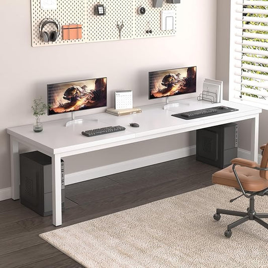 78.7 Inch Large Computer Desk, Long Gaming Table, Modern Two Person Desk Large Executive Office Desk, Double Table at Home, Perfect for Work, Gaming, Studying, and Writing, Etc., White