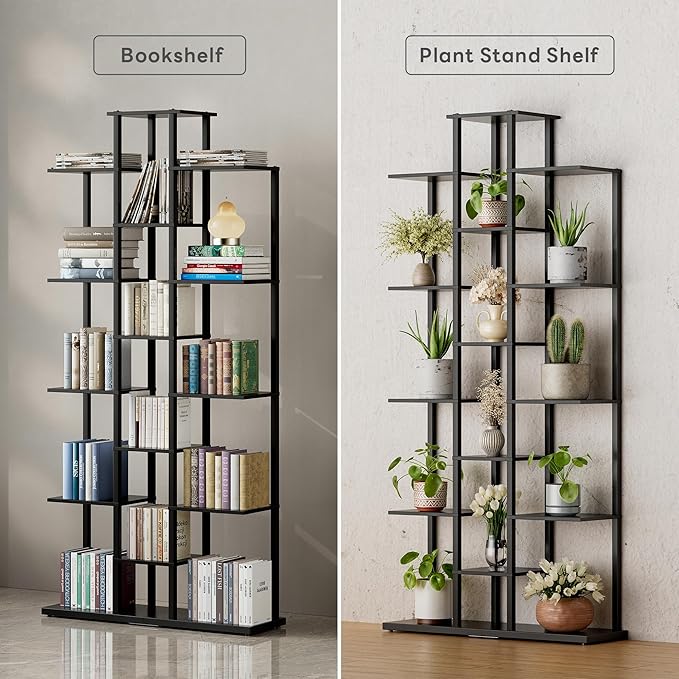 Bookshelf，Small Bookcase for Small Space，6-Tier Bookshelf for Living Room, Home Office, Study，7.87 x 26.77 x 55.5 Inches,Black