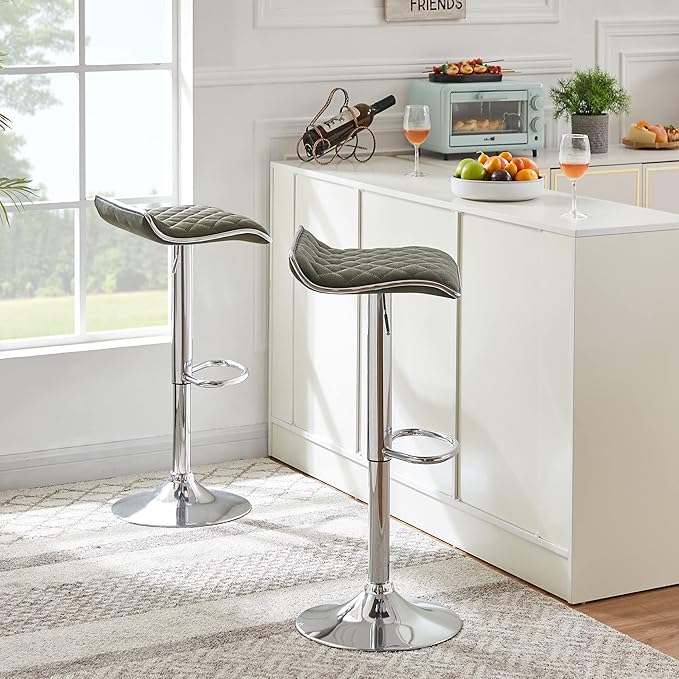 VECELO Adjustable Bar Stools Set of 2, Bar Height Stools for Kitchen Counter
