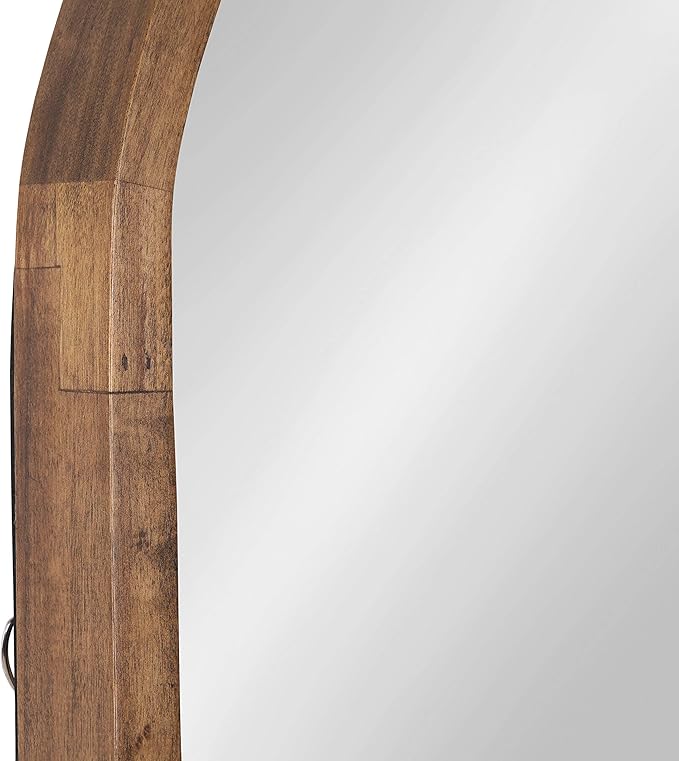 Kate and Laurel Hutton Rustic Modern Farmhouse Arch Mirror, 24" x 36", Natural Wood Finish