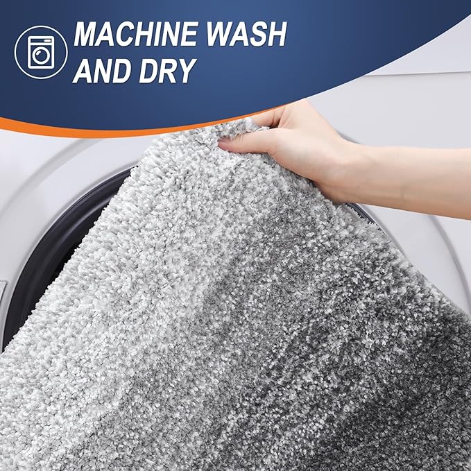 OLANLY Bathroom Runner Rugs 47x17, Extra Soft Absorbent Microfiber Bath Rugs, Rubber Backing, Quick Dry, Machine Washable Bath Mats for Bathroom Floor, Tub and Shower, Home Decor Accessories, Grey