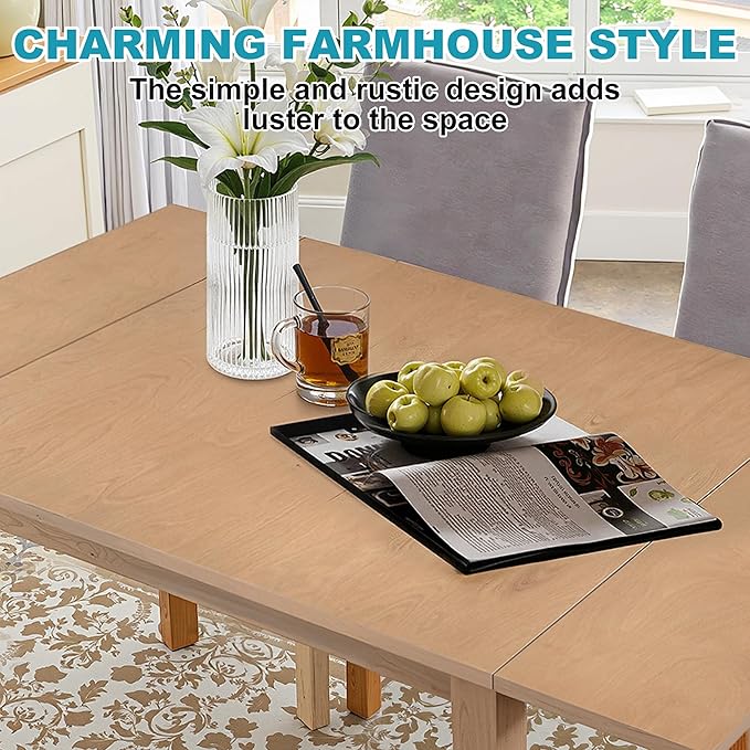 29"- 45" Extendable Dining Table for 2-4, Folding Square Dinner Table Small Kitchen Dining Room Tables with Wood Legs for Small Space, Kitchen, Living Room, Natural