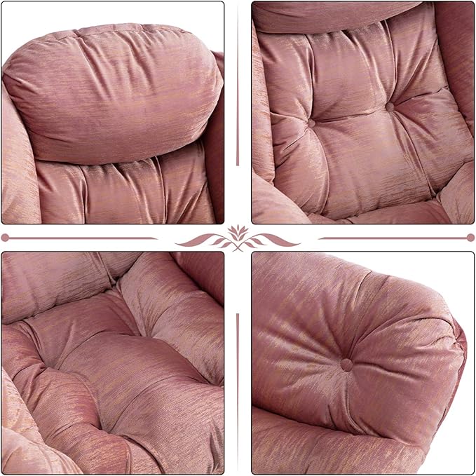 HollyHOME Modern Fabric Large Lazy Chair, Accent Oversized Comfy Reading Chair with Armrest, Thick Padded Cozy Lounge Sofa for Living Room, Bedroom, Dorm, Gilding Pink