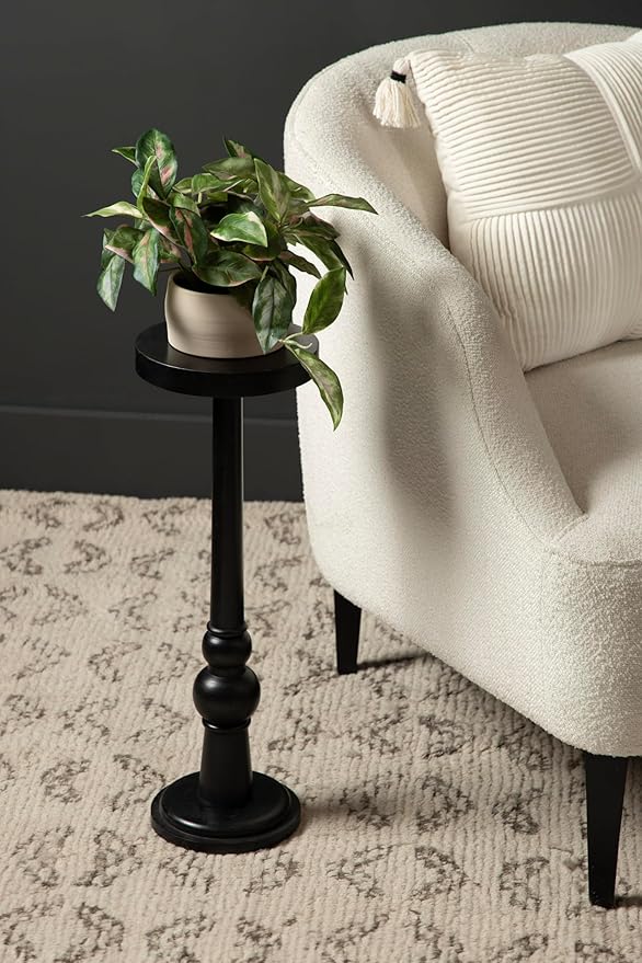 Kate and Laurel Wegner Traditional Wooden Round Drink Table, 8 x 23, Black, Elegant and Durable Pedestal Table for Use as Small Drink Table, Plant Stand, or Decorative Item Display