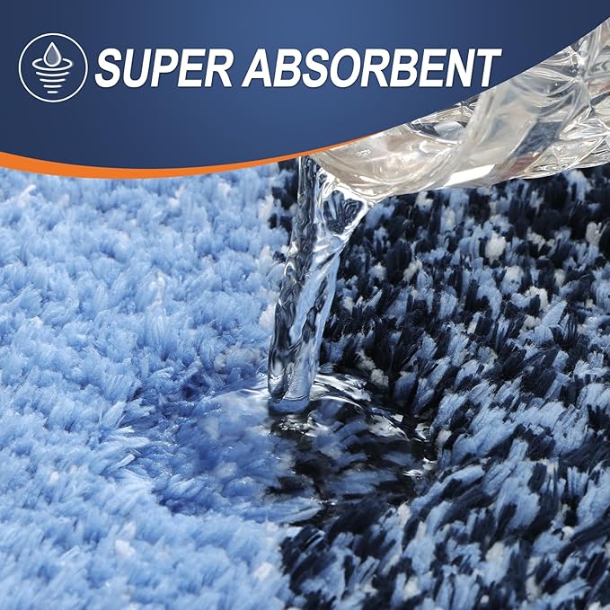 OLANLY Bathroom Rug Mat 36x24, Extra Soft and Absorbent Microfiber Bath Rugs, Non-Slip Plush Shaggy Bath Carpet, Machine Wash Dry, Bath Mats for Bathroom Floor, Tub and Shower, Navy