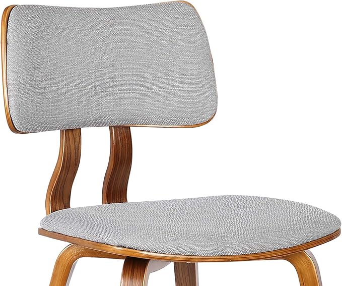Armen Living Jaguar Mid-Century Dining Chair in Walnut Wood and Gray Fabric - Set of 2