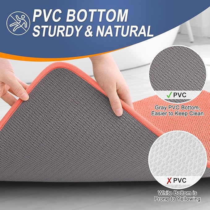 OLANLY Thick Memory Foam Bath Mat Rug 36x24, Extra Soft Absorbent Bathroom Rug, Quick Dry Bath Mats, Non-Slip, Machine Washable Carpet for Bathroom, Tub and Shower, Home Decor Accessories, Coral