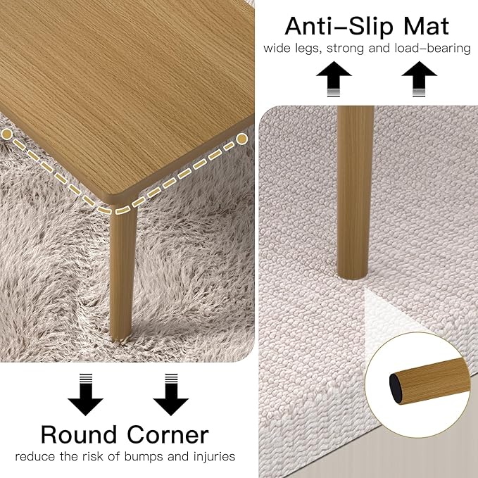 Small Coffee Table for Small Space, Low Table, Floor Table Desk for Sitting on The Floor, Japanese Coffee Table for Living Room, Tatami Tea Tables with Solid Wood Legs, Home Office, Farmhouse, Brown