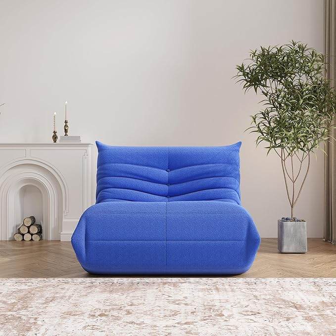 Bean Bag Chair, Memory Foam Bean Bag Sofa Large Bean Bag Chair for Adults, Bean Bags Chairs for Teens with High Density Comfortable Foam, Bean Bag for Living Room, Bedroom (Blue)