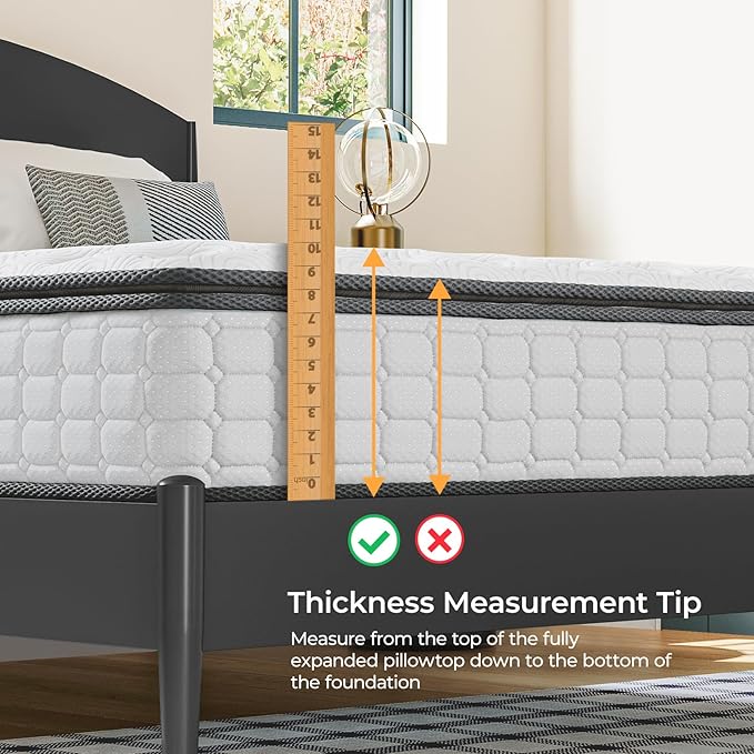 Vesgantti Twin Mattress, 10 Inch Hybrid Twin Size Mattress in a Box, Single Bed Pillow Top Mattresses, Foam and Pocket Coils Innerspring Mattresses, Pressure Relief, Medium Firm Feel