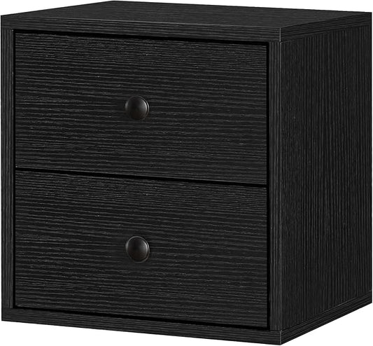 FUSUNBAO Magic DIY Cube Storage Organizer Stackable Cubes for Home Books Clothes Toy-Modular Cubby Storage System-Office Cubical-Bookcase Closet (Black, Drawer Cube)