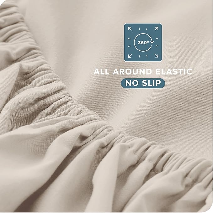 Bare Home Queen Sheet Set - Luxury 1800 Ultra-Soft Microfiber Bed Sheets - Double Brushed - Deep Pockets - Easy Fit - 4 Piece Set - Bedding Sheets & Pillowcases (Queen, Wheat)