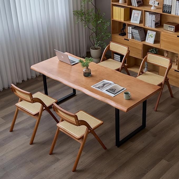 Stylish Solid Wood Office Desk with Sturdy Metal Base - Durable Multi-Size Executive Computer & Dining Table - Perfect for Home Office & Work Environments (Brown, 78.74in)